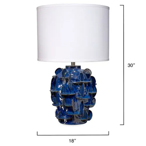 Helios Ceramic Table Lamp - Jamie Young Co. - Handcrafted - Blue