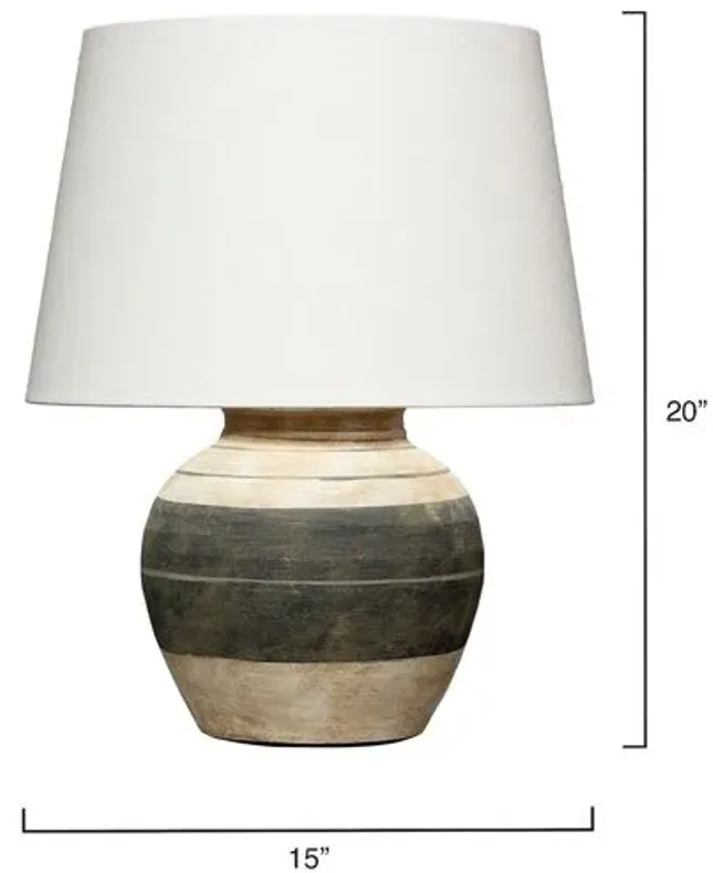 Bernard Table Lamp - Beige/Dark Grey - Jamie Young Co.