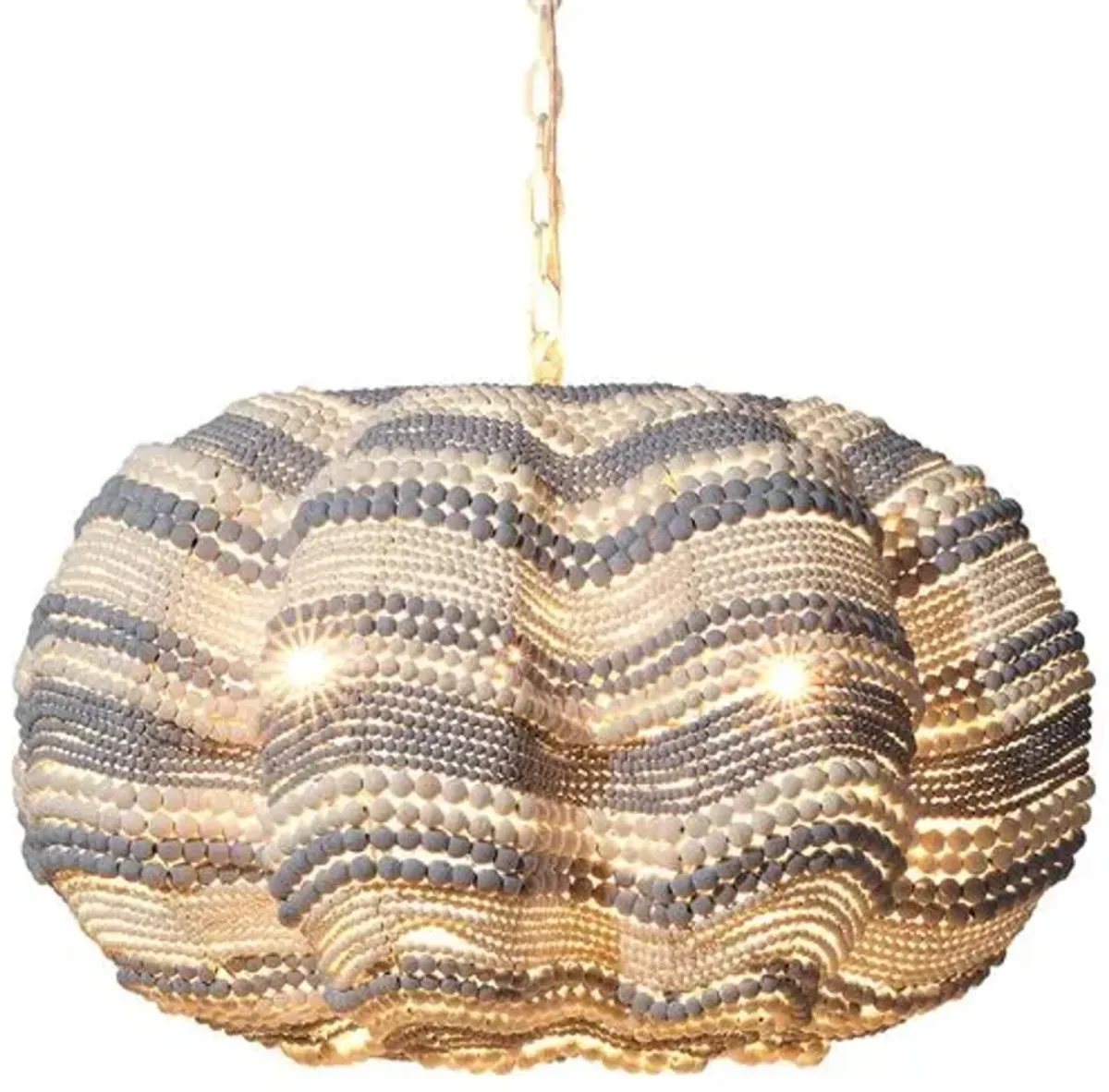 Clamshell Wood Beaded Chandelier - Jamie Young Co. - Blue