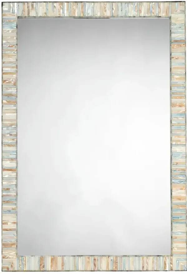 Heron Mother of Pearl Rectangle Wall Mirror, Blue