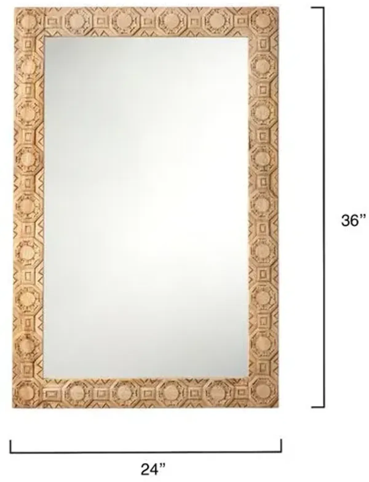 Relief Wood Carved Rectangular Wall Mirror - Natural - Jamie Young Co.