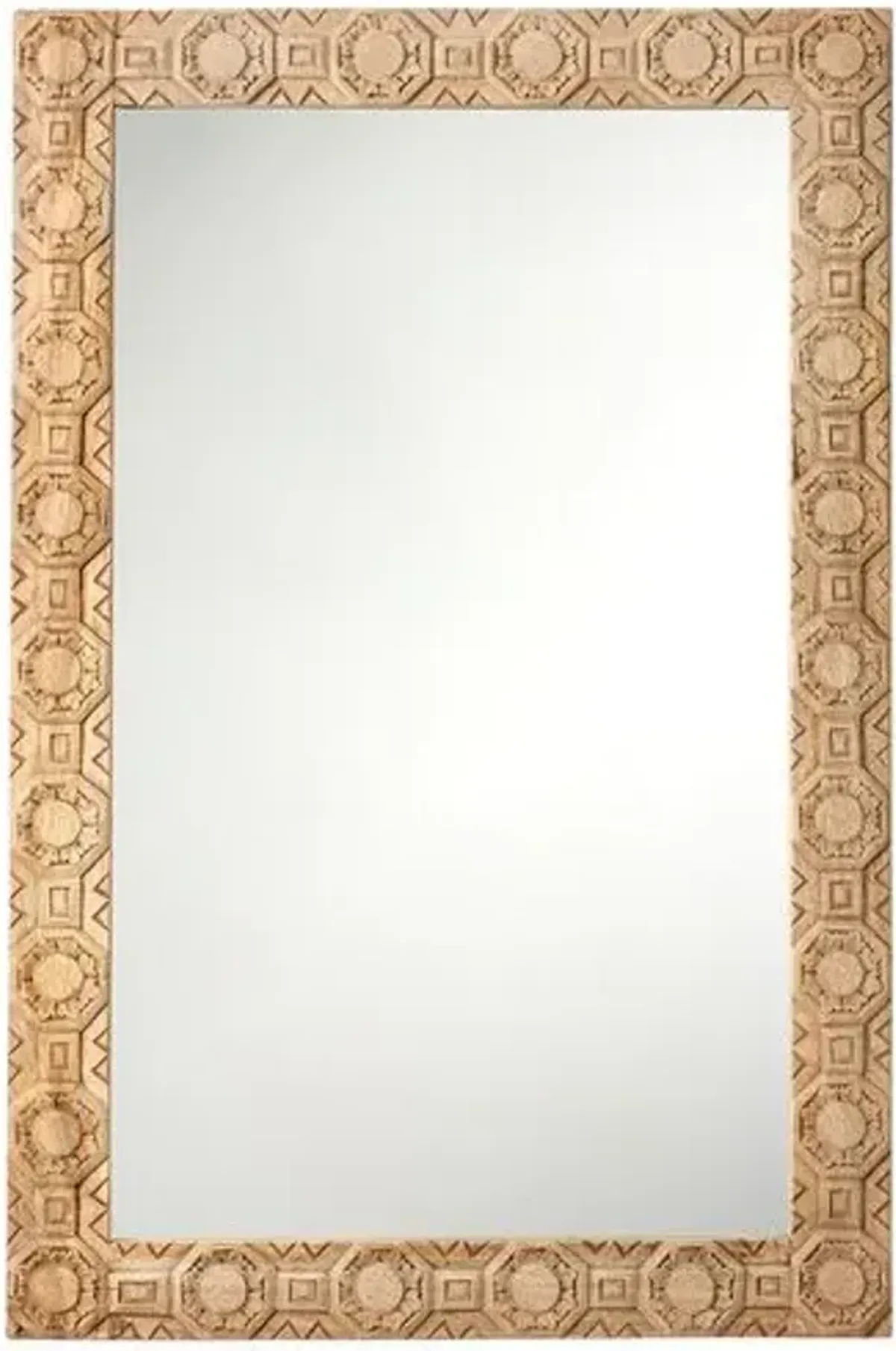 Relief Wood Carved Rectangular Wall Mirror - Natural - Jamie Young Co.