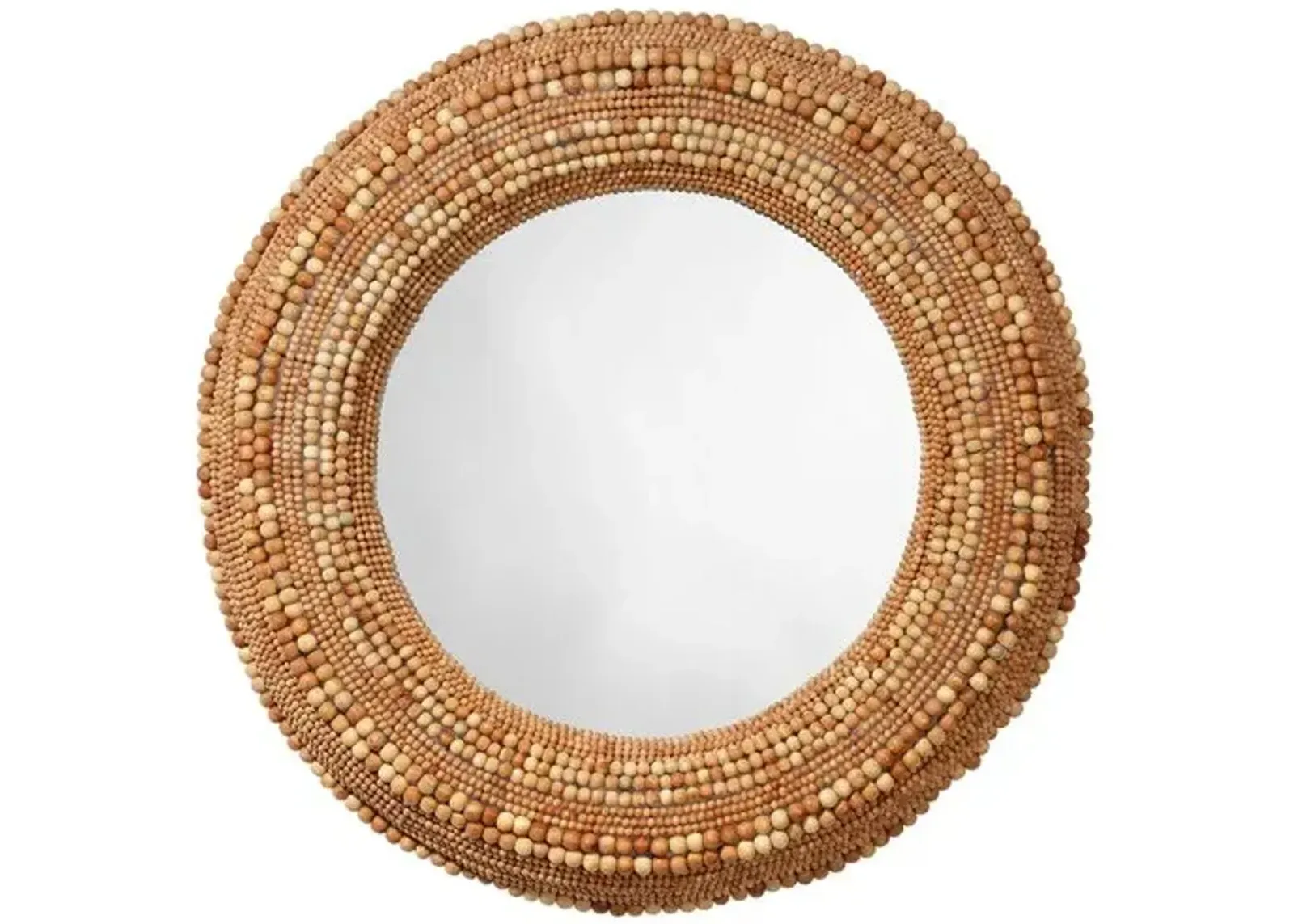 Strand Wood Beaded Round Wall Mirror - Jamie Young Co.