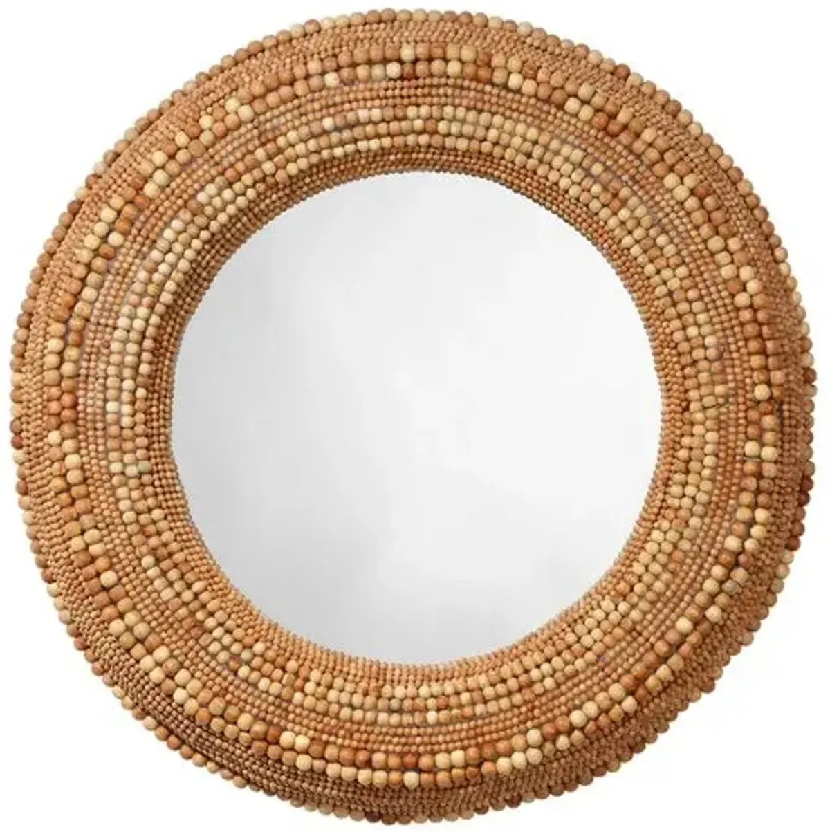 Strand Wood Beaded Round Wall Mirror - Jamie Young Co.