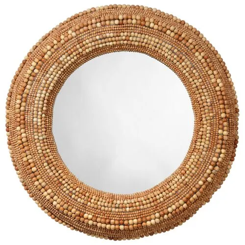 Strand Wood Beaded Round Wall Mirror - Jamie Young Co.