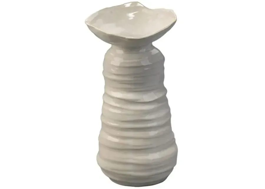 Marine Large Ribbed Ceramic Vase - Cream - Jamie Young Co. - Ivory