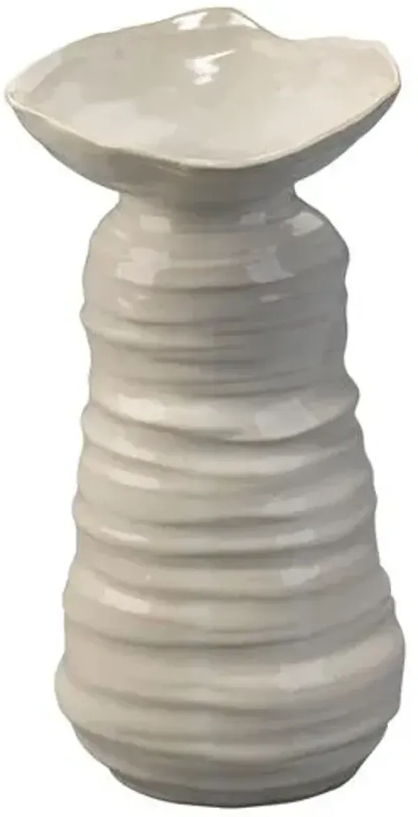 Marine Large Ribbed Ceramic Vase - Cream - Jamie Young Co. - Ivory