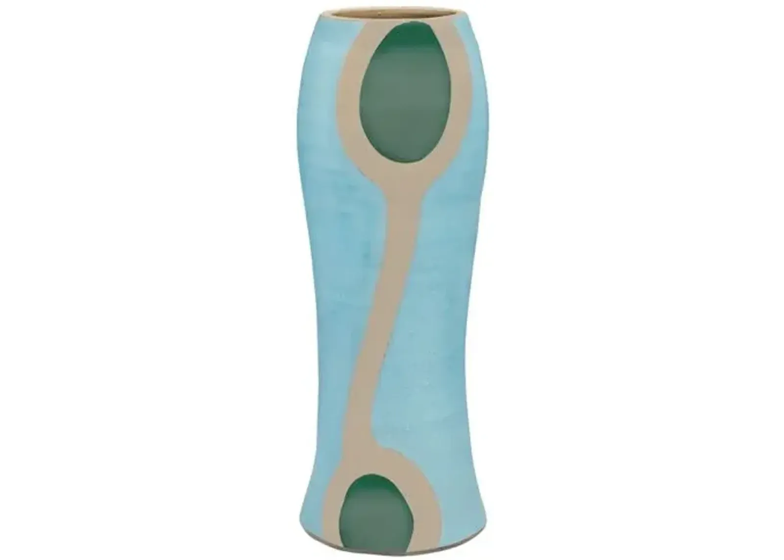 Maryln Color-Block Ceramic Vase - Aqua Blue - Jamie Young Co.