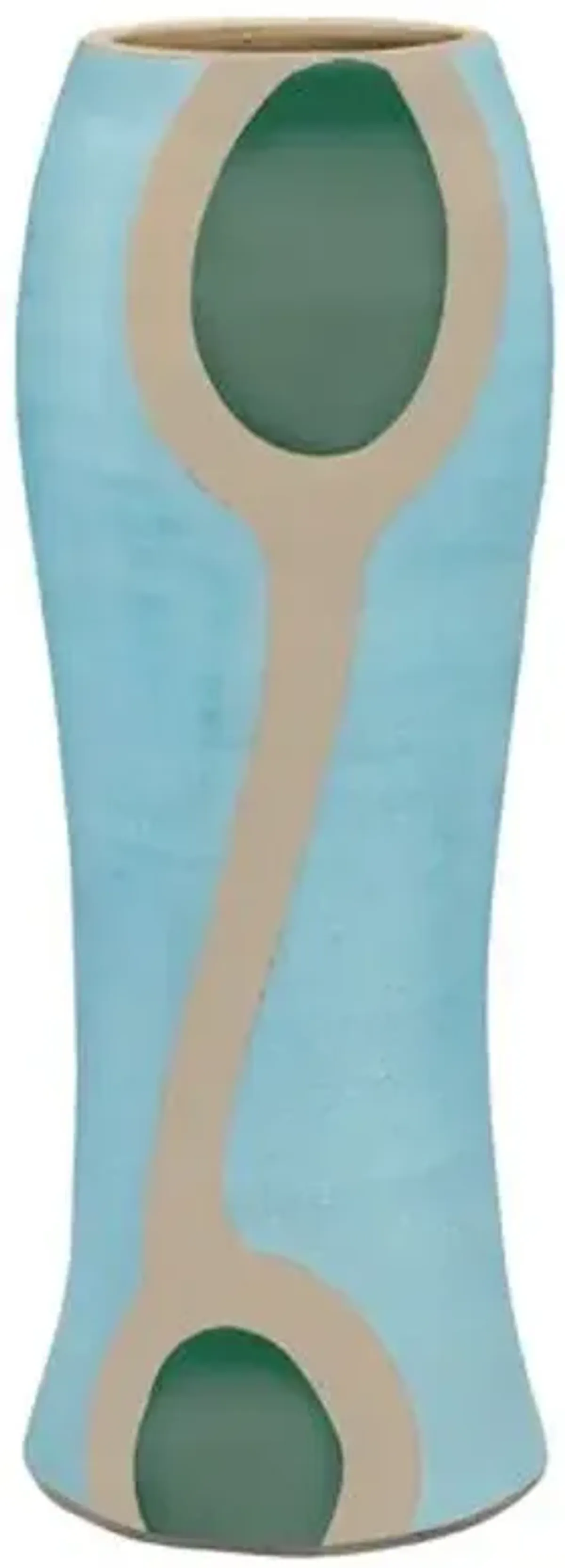 Maryln Color-Block Ceramic Vase - Aqua Blue - Jamie Young Co.