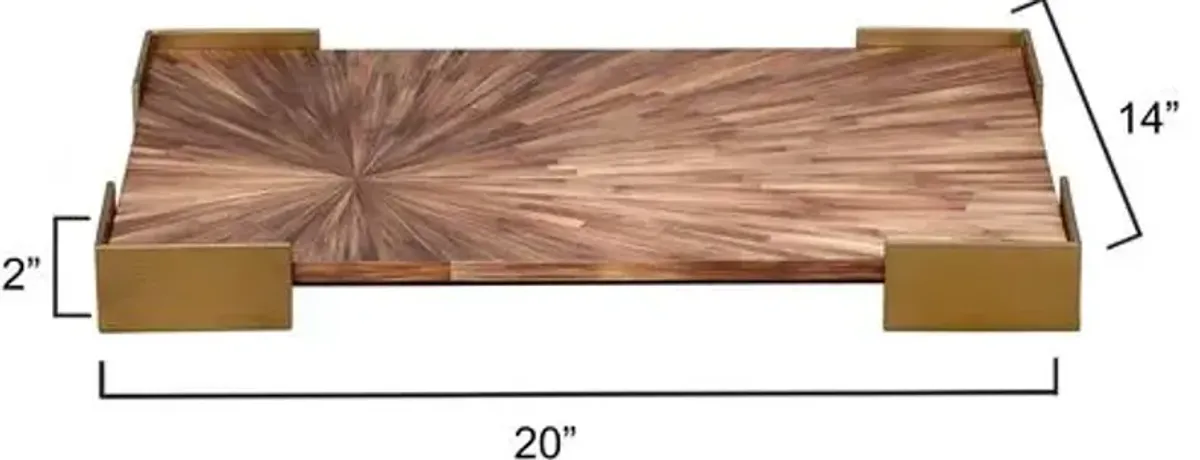 Palm Marquetry Tray - Jamie Young Co. - Brown