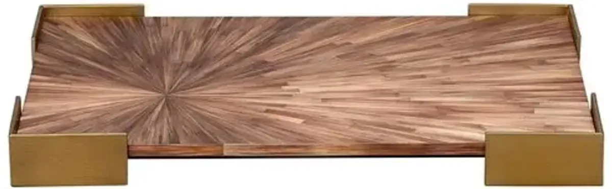 Palm Marquetry Tray - Jamie Young Co. - Brown