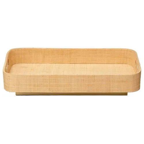 Utopia Footed Tray - Natural Raffia - Jamie Young Co. - Brown