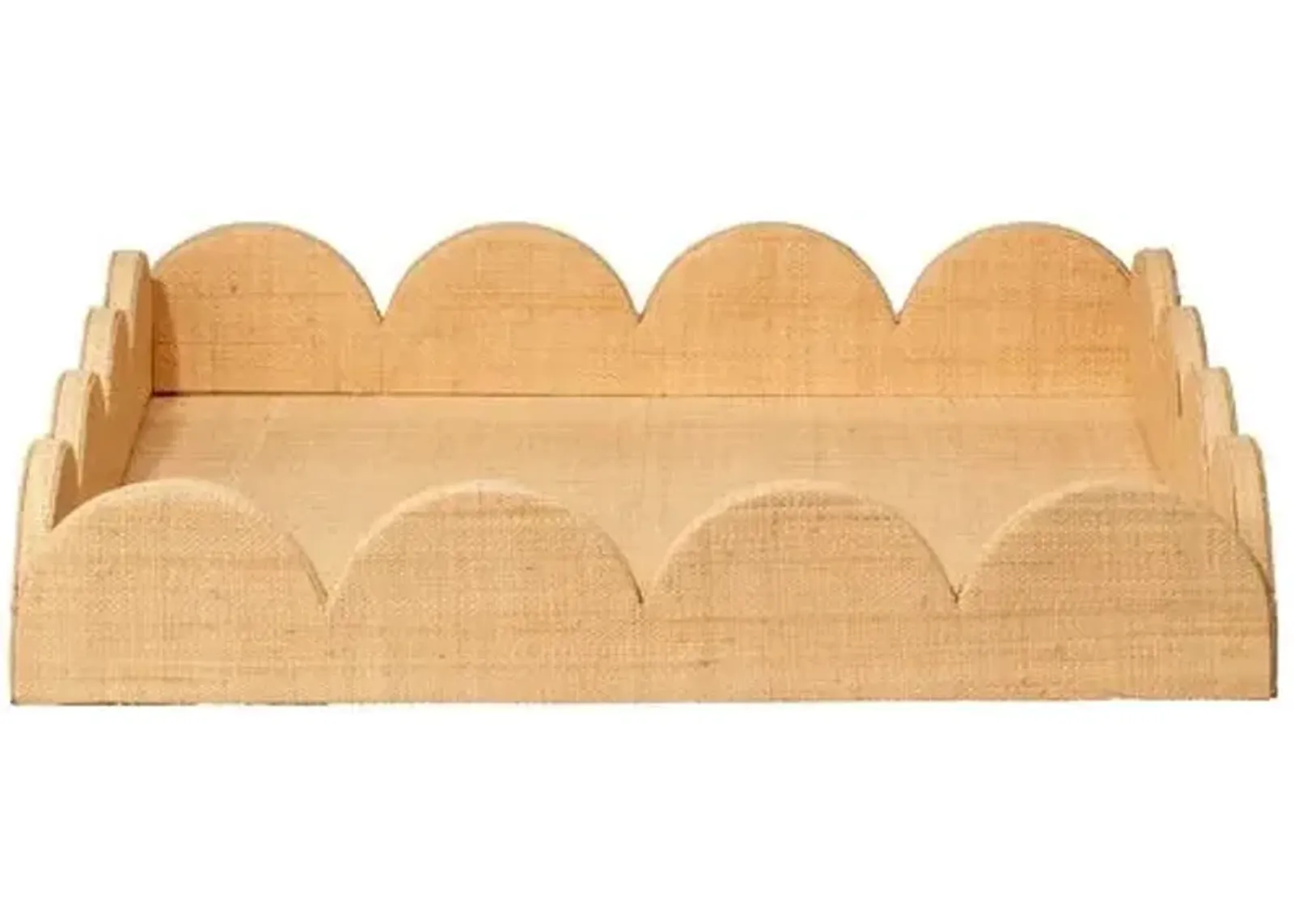 Wonderland Scalloped Tray - Natural Raffia - Jamie Young Co. - Brown