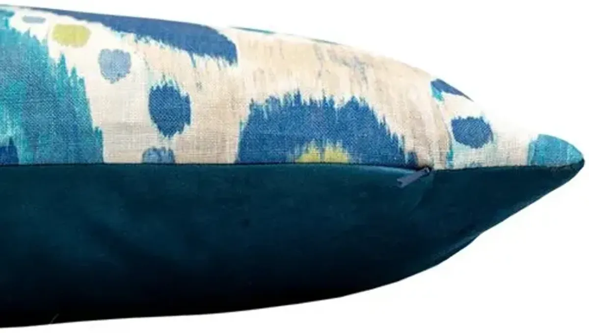 Charlie Ikat Pillow - Teal/Green - The Piper Collection