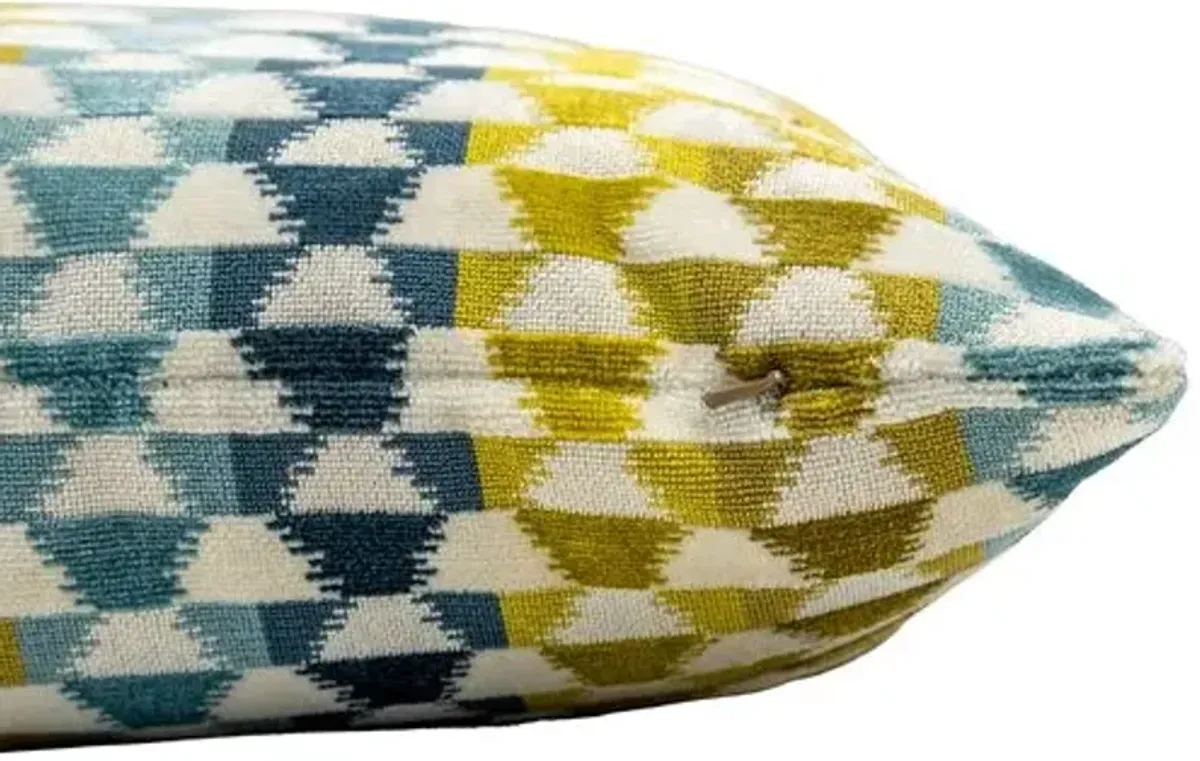 Palmer Velvet Pillow - Chartreuse/Spa/Denim - The Piper Collection