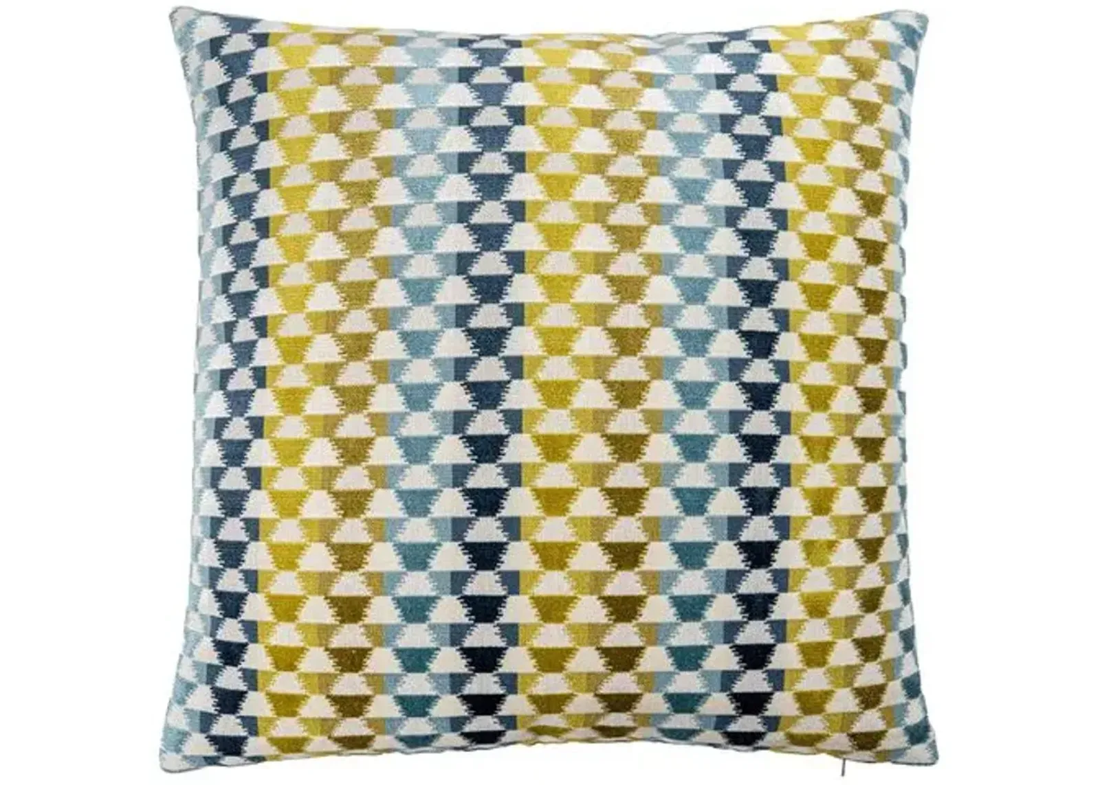 Palmer Velvet Pillow - Chartreuse/Spa/Denim - The Piper Collection