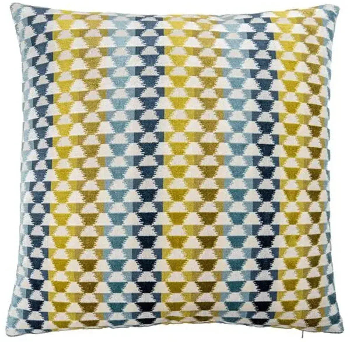 Palmer Velvet Pillow - Chartreuse/Spa/Denim - The Piper Collection