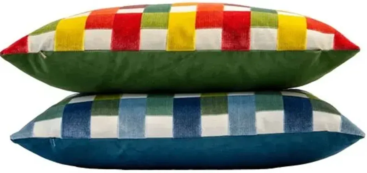 Maddie Plaid Cut Velvet Lumbar Pillow - The Piper Collection