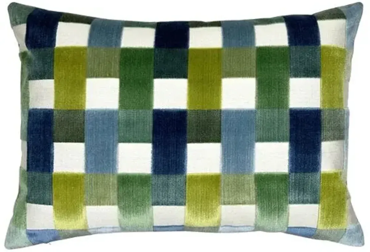 Maddie Plaid Cut Velvet Lumbar Pillow - The Piper Collection