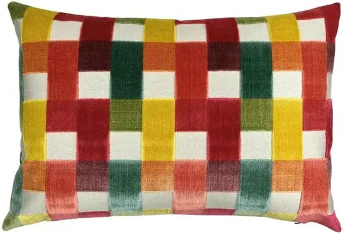 Maddie Plaid Cut Velvet Lumbar Pillow - The Piper Collection