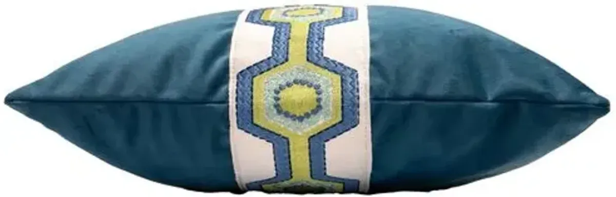 Roan Velvet Lumbar Pillow - Blue/Green - The Piper Collection