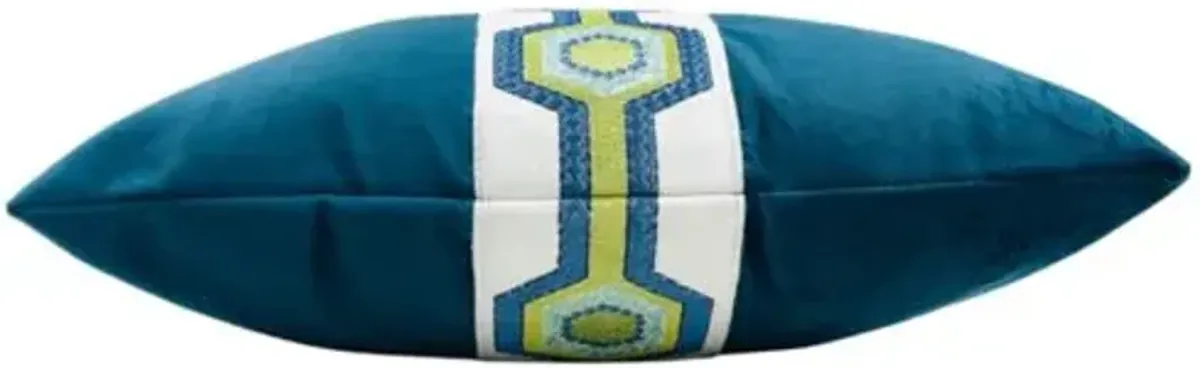 Roan Velvet Lumbar Pillow - Blue/Green - The Piper Collection