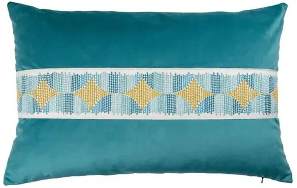 Maeve Velvet Lumbar Pillow - Teal/Spa - The Piper Collection