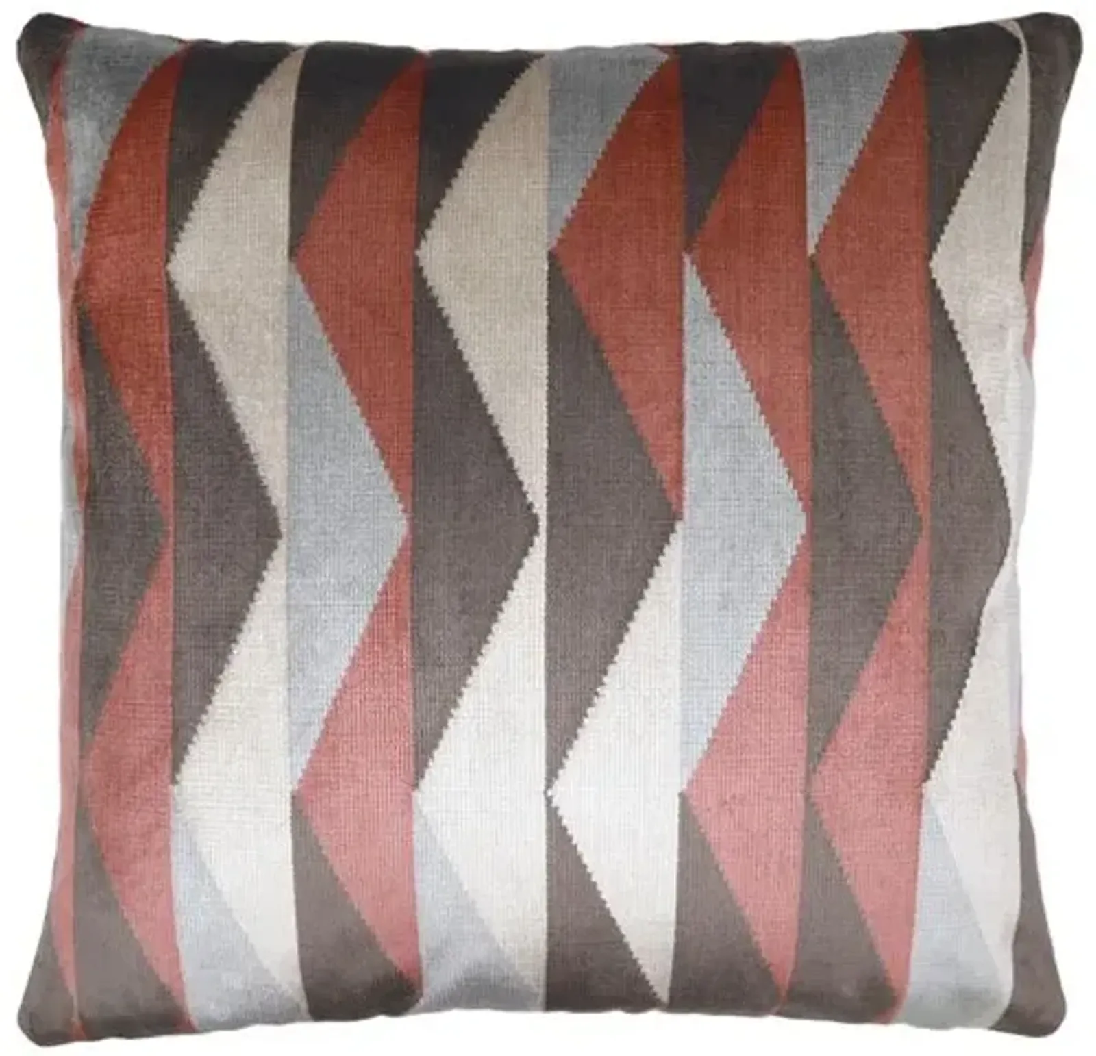 Hudson Geo Velvet Pillow - Rust/Beige/Brown - The Piper Collection