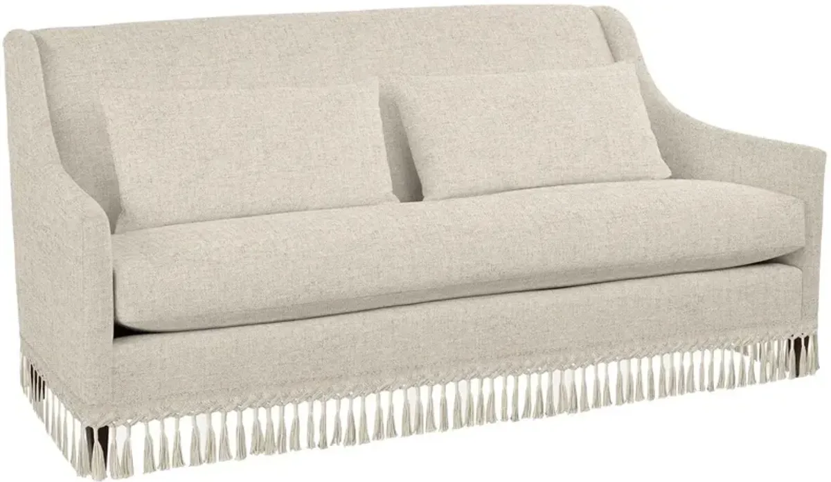 Dawes 80" Fringe Skirted Sofa, Crème Crypton