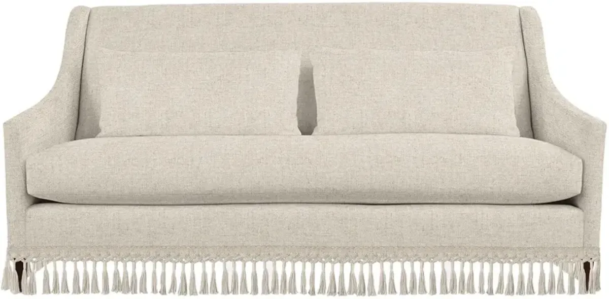 Dawes 80" Fringe Skirted Sofa, Crème Crypton
