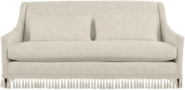 Dawes 80" Fringe Skirted Sofa, Crème Crypton