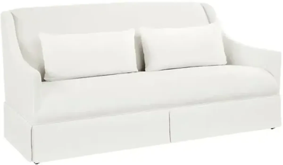 Dawes Skirted Sofa - White Crypton Cotton - Handcrafted