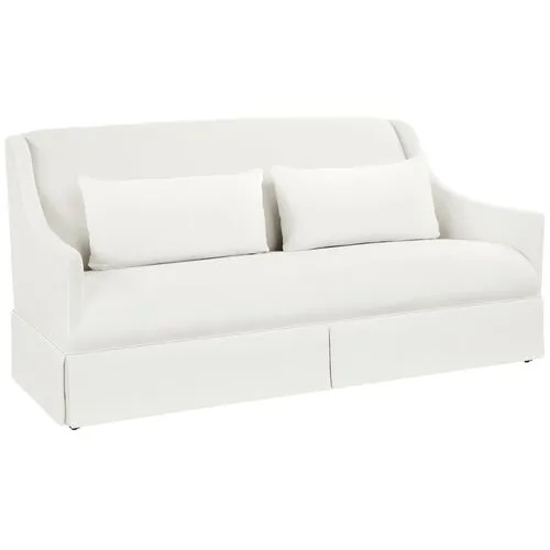 Dawes Skirted Sofa - White Crypton Cotton - Handcrafted