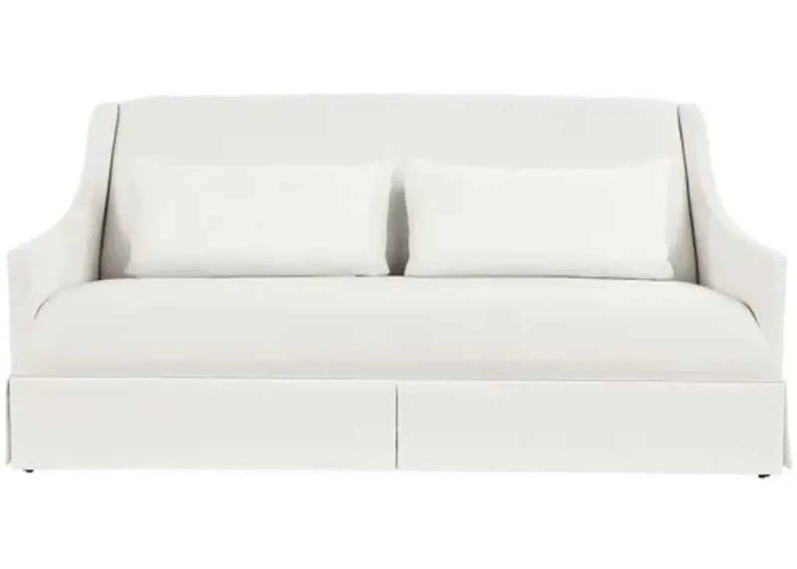 Dawes Skirted Sofa - White Crypton Cotton - Handcrafted