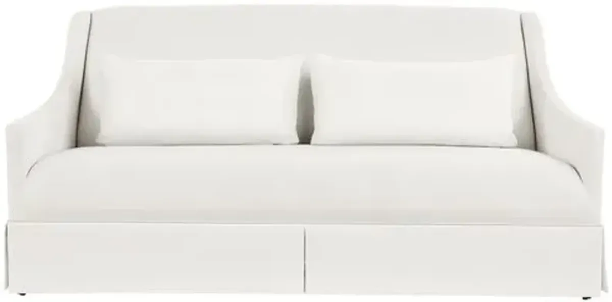 Dawes Skirted Sofa - White Crypton Cotton - Handcrafted