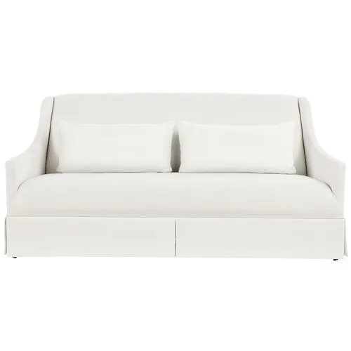 Dawes Skirted Sofa - White Crypton Cotton - Handcrafted