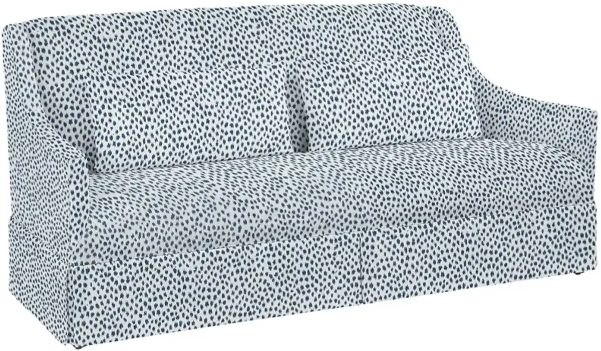 Dawes Skirted Sofa, Indigo Spot Sunbrella