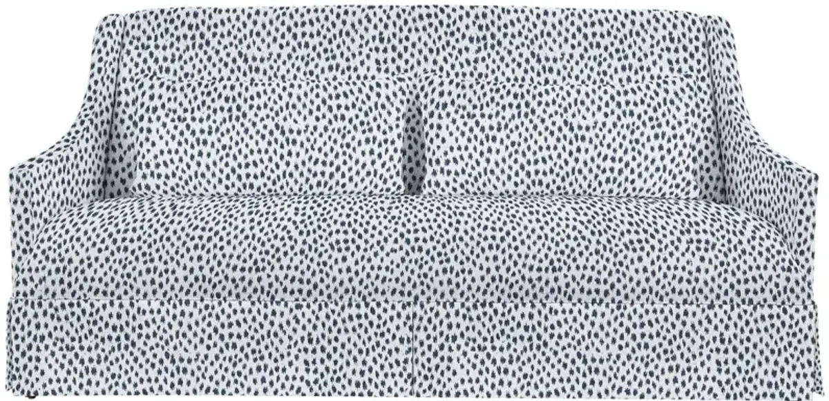 Dawes Skirted Sofa, Indigo Spot Sunbrella