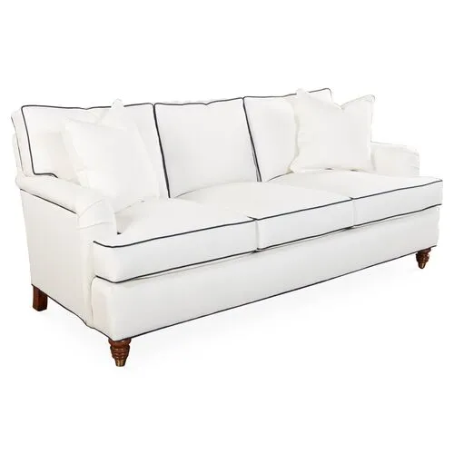 Kate Extra Long Sofa - White/Navy Crypton - Miles Talbott - Handcrafted