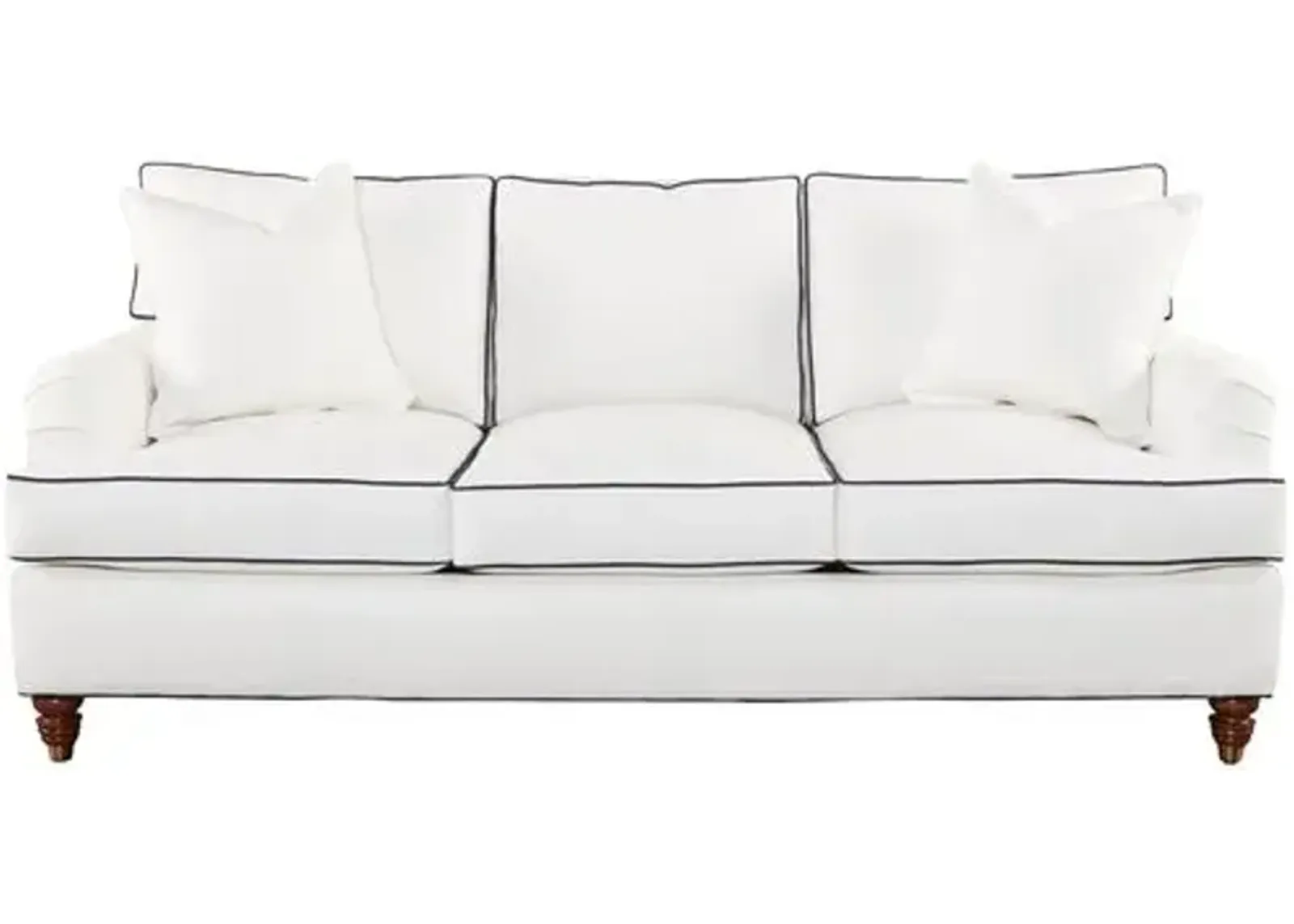 Kate Extra Long Sofa - White/Navy Crypton - Miles Talbott - Handcrafted