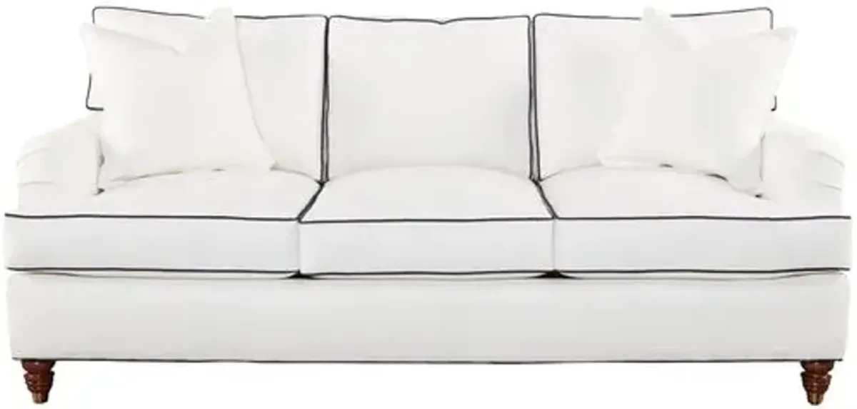 Kate Extra Long Sofa - White/Navy Crypton - Miles Talbott - Handcrafted