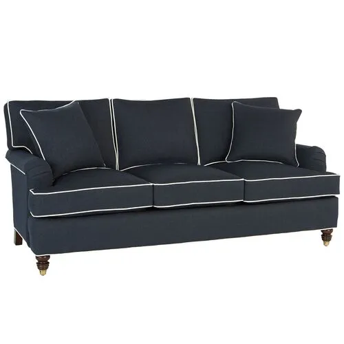 Kate Extra Long Sofa - Navy/White Crypton - Miles Talbott - Handcrafted