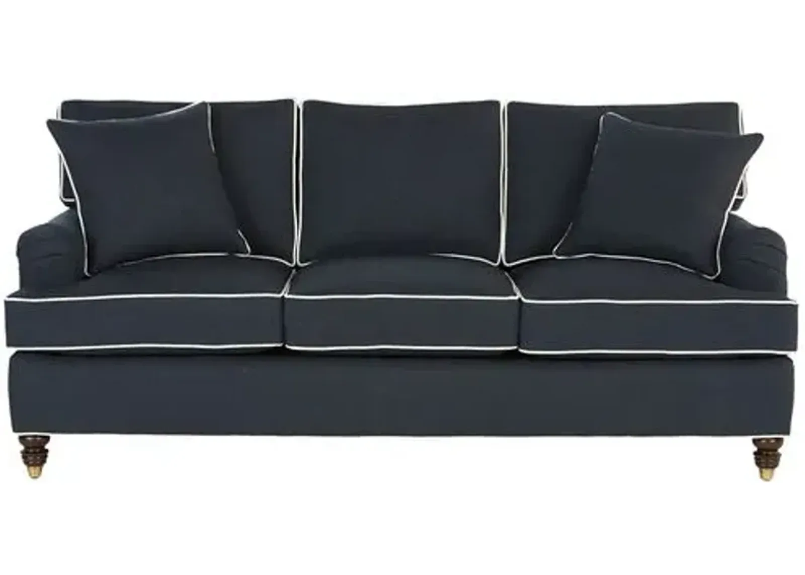 Kate Extra Long Sofa - Navy/White Crypton - Miles Talbott - Handcrafted