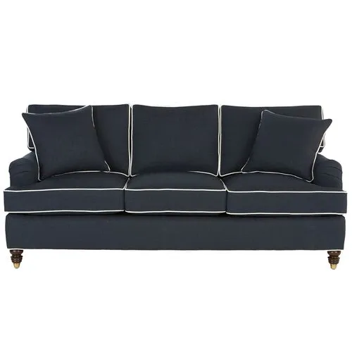 Kate Extra Long Sofa - Navy/White Crypton - Miles Talbott - Handcrafted