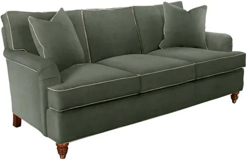 Kate Queen Sleeper Sofa - Crypton Velvet/Contrast Welt - Handcrafted