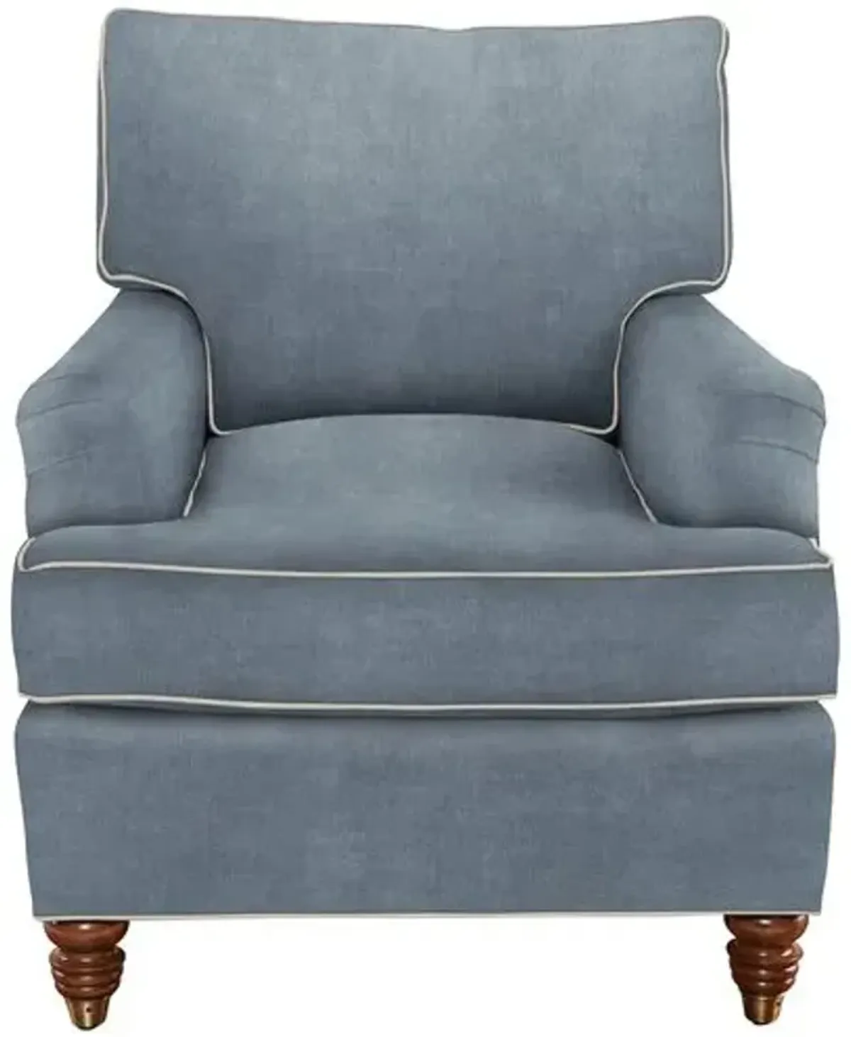 Kate Chair - Crypton Velvet/Contrast Welt - Handcrafted - Blue