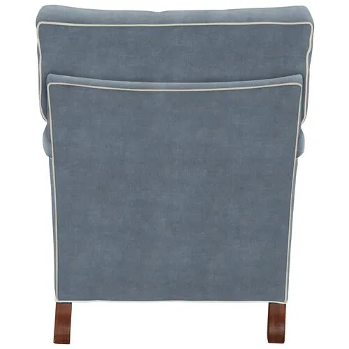 Kate Chair - Crypton Velvet/Contrast Welt - Handcrafted - Blue