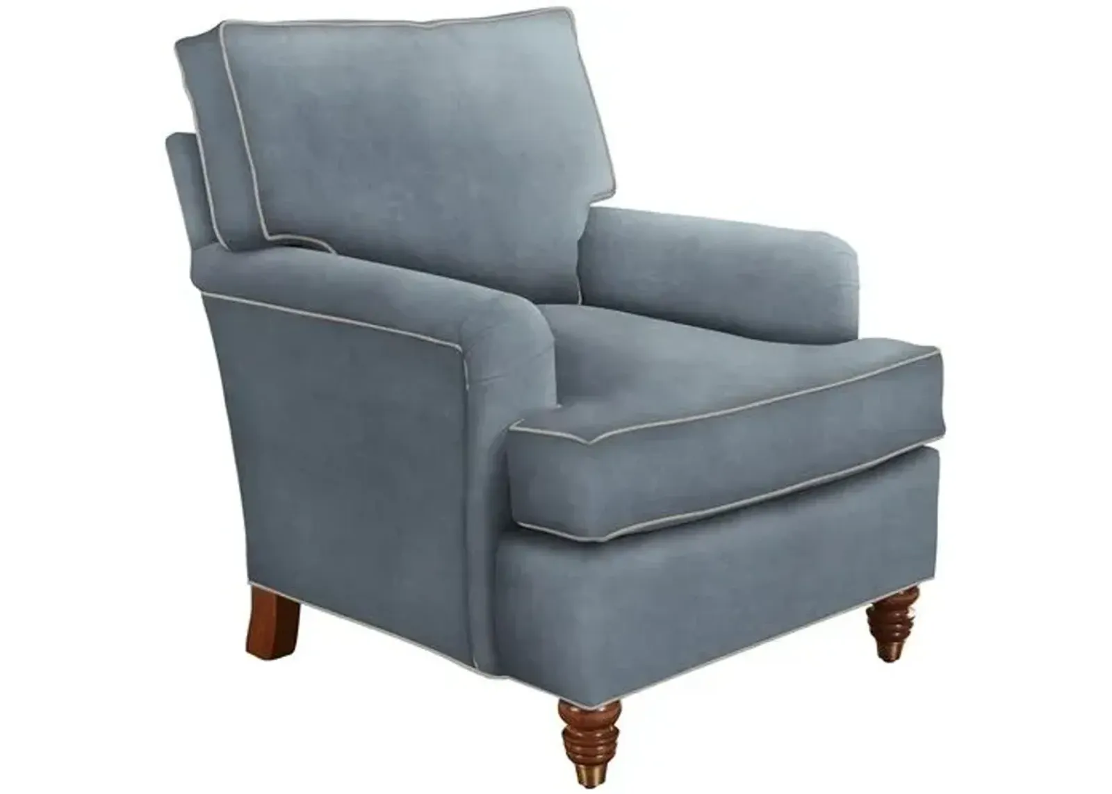 Kate Chair - Crypton Velvet/Contrast Welt - Handcrafted - Blue