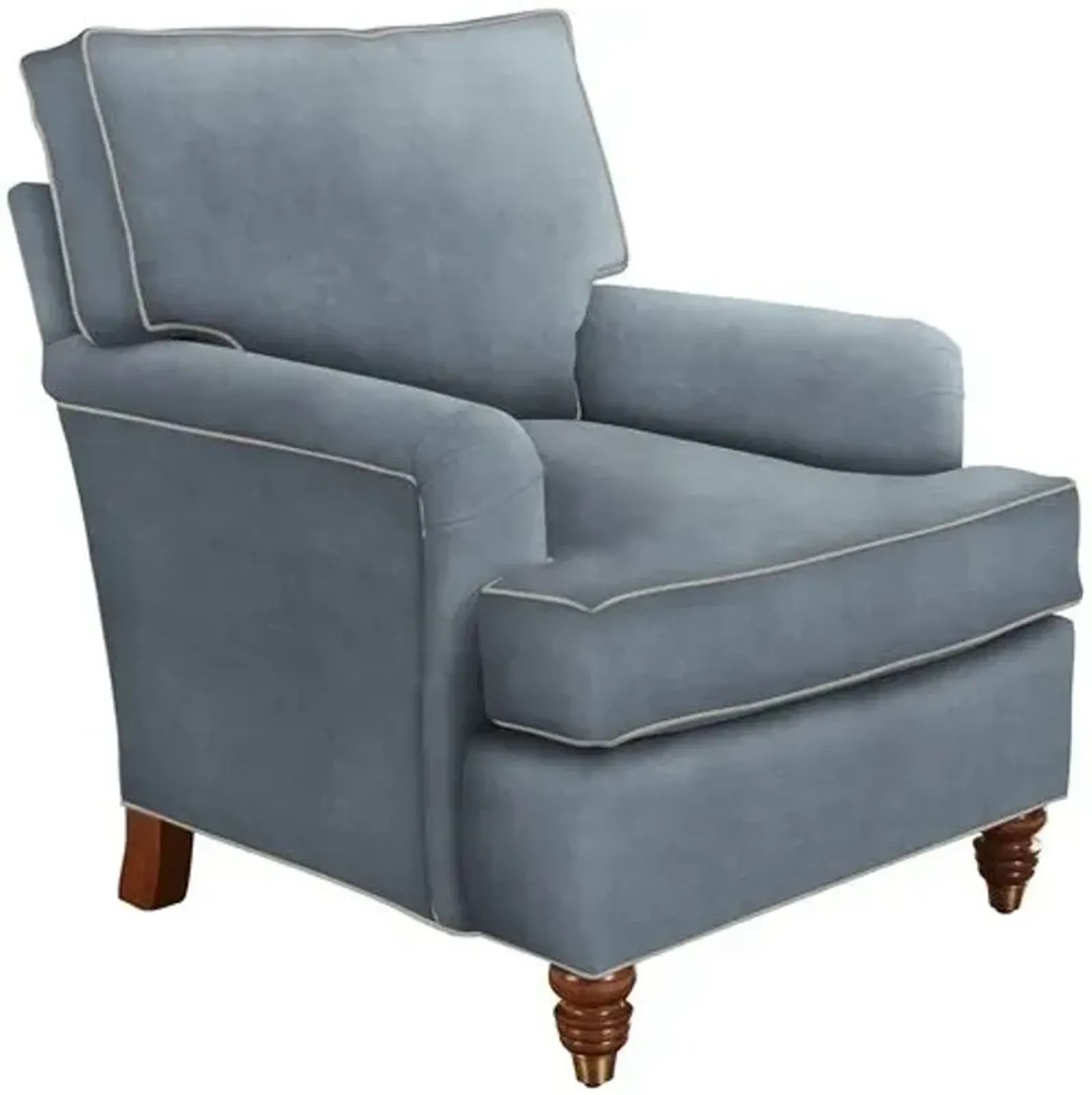 Kate Chair - Crypton Velvet/Contrast Welt - Handcrafted - Blue