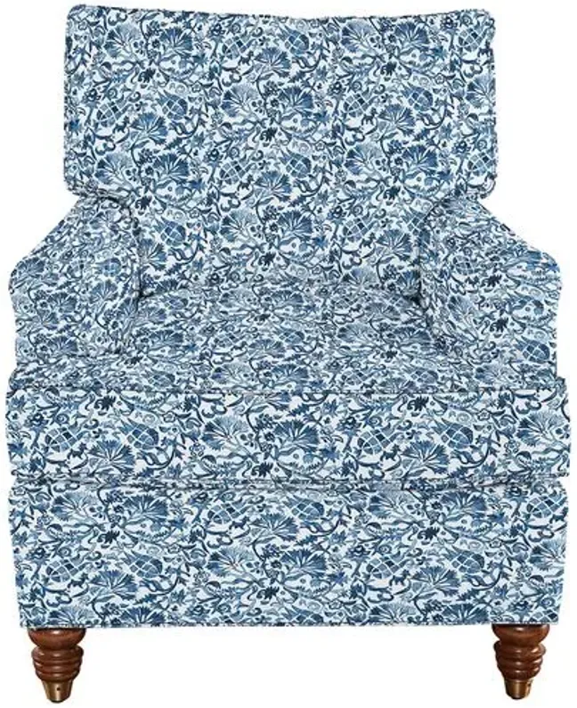 Kate Chair - Indigo Floral - Handcrafted - Blue